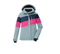 killtec Fille Veste de ski/veste fonctionnelle avec capuche et jupe pare-neige KSW 197 GRLS SKI JCKT, hell rauchblau/neon pink/nachtblau, 116, 43487-000