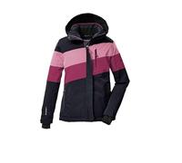 killtec Fille Veste de ski/veste fonctionnelle avec capuche et jupe pare-neige KSW 197 GRLS SKI JCKT, schwarz blau/dunkel himbeere/hell himbeere, 140, 43487-000