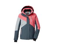 killtec Fille Veste de ski/veste fonctionnelle avec capuche et jupe pare-neige KSW 209 GRLS SKI JCKT, dunkel denim/koralle pink/hell rauchblau, 164, 43563-000