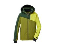 killtec Garçon Veste de ski/fonctionnelle avec capuche et jupe pare-neige KSW 192 BYS SKI JCKT, khaki/dunkel waldgrün/lime, 140, 43475-000