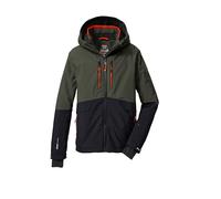 killtec Garçon Veste de ski/fonctionnelle avec capuche et jupe pare-neige KSW 201 BYS SKI JCKT, dunkeloliv/schwarzblau/dunkelorange, 164, 43468-000