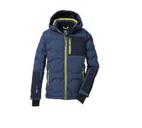 killtec Garçon Veste de ski matelassée/veste fonctionnelle avec capuche et jupe pare-neige KSW 203 BYS QLTD JCKT, nachtblau/schwarzblau/dunkellime, 140, 43470-000