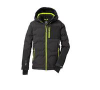 killtec Garçon Veste de ski matelassée/veste fonctionnelle avec capuche et jupe pare-neige KSW 203 BYS QLTD JCKT, dunkelstein/schwarz/neongelb, 152, 43470-000