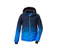 killtec Garçon Veste de ski/Veste de ski matelassée avec capuche et jupe pare-neige KSW 382 BYS QLTD JCKT, neon blue, 128, 42453-000