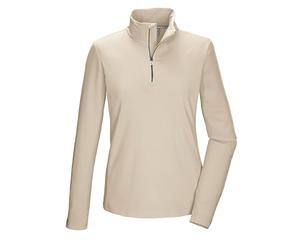 killtec KSW 70 WMN FLX SHRT T-Shirt Fonctionnel/Polaire avec col Montant et Fermeture éclair, Light Taupe, 40 Femme