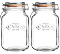 Kilner Bocal carré avec couvercle à fermeture à levier 2 l (Lot de 2)