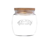 Kilner Bocal universel en verre avec couvercle en bois de 0,85 l avec joints en silicone pour aliments secs comme les céréales, les pâtes et les céréales