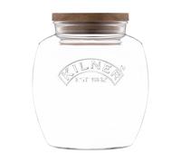 Kilner Bocal universel en verre avec couvercle en bois de 2 litres avec joints en silicone pour cuisine garde-manger pour aliments secs comme les céréales, les pâtes et les céréales