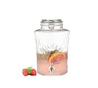 Kilner Diamond Distributeur de boissons en verre avec robinet en acier inoxydable, couvercle hermétique à clip et joint en silicone, idéal pour les jus, cocktails et boissons infusées 5 l