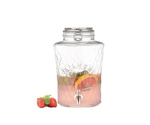 Kilner Diamond Distributeur de boissons en verre avec robinet en acier inoxydable, couvercle hermétique à clip et joint en silicone, idéal pour les jus, cocktails et boissons infusées 5 l