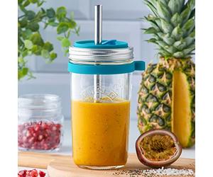 Kilner Ensemble de fabrication de smoothies en verre avec paille réutilisable en acier inoxydable