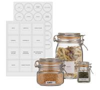 Kilner Étiquettes de garde-manger avec stylo pour tableau blanc - 142 autocollants réutilisables en vinyle pour cuisine, pots à épices et organisation de placard (blanc, 3,2 x 5,7 cm)