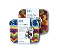 Kilo LSET24 Scrubby Plus Lot de 2 éponges à récurer Anti-Rayures avec côté Chiffon de Nettoyage délicat, Multi-usages, Couleur, Taille Unique, 17 x 14 cm