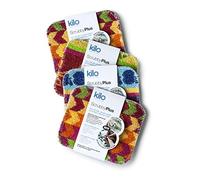 Kilo Scrubby Plus Lot de 4 éponges à récurer Anti-Rayures avec côté Chiffon de Nettoyage délicat, Multi-usages, Couleur, Taille Unique, 17 x 14 cm