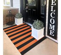 KILOCOCO Paillasson d'Halloween à rayures orange de 0,9 x 1,5 m pour Thanksgiving, paillasson d'automne lavable pour porche, ferme, entrée, terrasse, cuisine, entrée, décoration de vacances