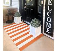 KILOCOCO Tapis d'extérieur à rayures orange de 0,9 x 1,5 m pour Halloween, Thanksgiving, paillasson d'automne, tapis de porte d'entrée superposé pour porche, ferme, entrée, terrasse, cuisine