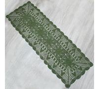 kilofly Chemin de table rectangulaire en dentelle au crochet fait à la main Vert 38,1 x 139,1 cm