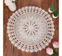 Kilofly crochet fait Main en dentelle de coton pour table, canapé, napperon, nénuphar, 55 cm, Coton, beige, 22 inch