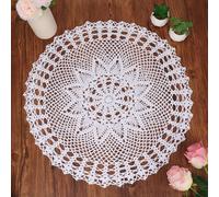 Kilofly crochet fait Main en dentelle de coton pour table, canapé, napperon, nénuphar, 55 cm, Coton, blanc, 22 inch