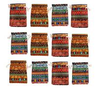 kilofly Lot de 12 Pochettes à Bijoux de Style égyptien avec Cordon de Serrage Motif aztèque, Multicolore, Taille Unique