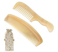 Kilofly véritable pas statique Mouton Naturel Corne Peigne [Lot de 2] + pochette de transport