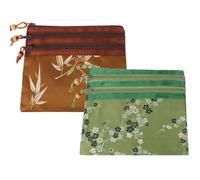 Kilofly Lot de 2 pochettes à bijoux en brocart de soie chinoise avec 3 fermetures éclair - - Set2 D,