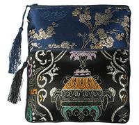 kilofly Lot de 2 pochettes à bijoux en brocart de soie chinoise rembourrée avec fermeture éclair - - Set2 a,