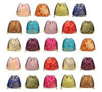 kilofly Lot de 24 pochettes à bijoux en brocart de soie chinoise avec cordon de serrage