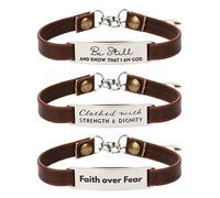 kilofly Lot de 3/6 bracelets en cuir avec versets de la Bible chrétienne, One Size, Cuir synthétique, Pas de pierre précieuse