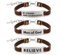 kilofly Lot de 3/6 bracelets en cuir pour homme Bible chrétienne
