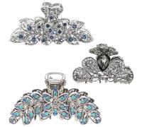 kilofly Lot de 3 barrettes à cheveux en métal avec strass pour femme