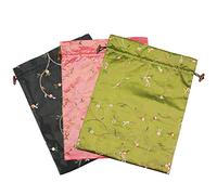 kilofly Lot de 3 Sacs de Voyage brodés en Soie Jacquard, Lingerie et Chaussures, Valeur, Ensemble 3 B, Taille Unique