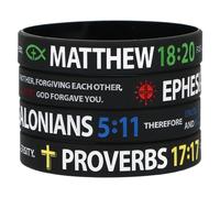 kilofly Lot de 4 bracelets en silicone avec citation de l'écriture chrétienne et verset de la Bible