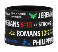 kilofly Lot de 4 bracelets en silicone avec citation de l'écriture chrétienne et verset de la Bible - Hope