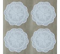 kilofly Lot de 4 napperons de table en dentelle de coton au crochet Hexa, blanc, 30,5 cm