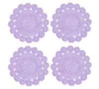 kilofly Lot de 4 napperons en dentelle de coton au crochet Violet 17,8 cm