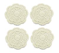 kilofly Lot de 4 napperons Ronds en Dentelle de Coton au Crochet Beige 10,2 cm