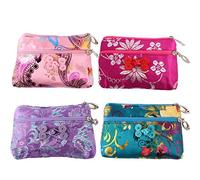 kilofly Lot de 4 Pochettes à Bijoux en Brocart de Soie Chinoise avec 2 Fermetures éclair, Multicolore, Taille Unique, Chinois