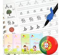 KILOGOGRAPH Cahier d'entraînement d'écriture rainuré magique pour enfants - Carnet d'entraînement de traçage portugais pré-maternel réutilisable sans larmes - 4 thèmes avec stylo (portugais)