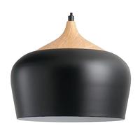 KiLoom Plafonniers de Lustre élégants Noirs Modernes pour l'éclairage intérieur de la Cuisine, du Salon, de la Salle à Manger, de l'éclairage Suspendu Simple avec Finition en Bois et Abat-Jour en