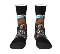 KILOPTE Space Al%bator Pirate Harlock Captain Chaussettes pour adultes, chaussettes contrastées style rétro animé - Chaussettes de sport imprimées personnalisées, pour les fans d'Albator