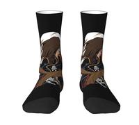 KILOPTE Space Al%bator Pirate Harlock Captain Chaussettes pour adultes, chaussettes contrastées style rétro animé - Chaussettes de sport imprimées personnalisées, pour les fans d'Albator