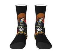 KILOPTE Space Al%bator Pirate Harlock Captain Chaussettes pour adultes, chaussettes contrastées style rétro animé - Chaussettes de sport imprimées personnalisées, pour les fans d'Albator