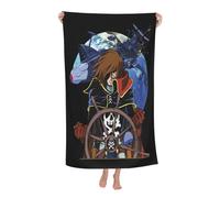 KILOPTE Space Al%bator Pirate Harlock Captain Serviette de Bain absorbante en Microfibre - Motif animé - Absorbe Rapidement l'eau - Cadeau pour Fan de Harlock 80 x 130 cm