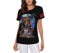 KILOPTE Space Al%bator Pirate Harlock Captain T-Shirt à Manches Courtes pour Femme, imprimé Anime Classique, idéal pour la Mode Urbaine, Les fêtes et Les activités de Plein air Medium