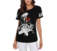 KILOPTE Space Al%bator Pirate Harlock Captain T-Shirt à Manches Courtes pour Femme, imprimé Anime Classique, idéal pour la Mode Urbaine, Les fêtes et Les activités de Plein air Medium