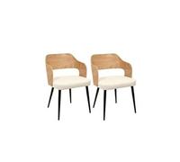 Kilpa - lot de 2 fauteuils bois et métal assise en tissu bouclettes