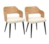 Kilpa - lot de 2 fauteuils bois et métal assise en tissu bouclettes Bois