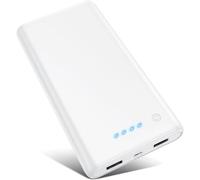 Kilponen Batterie Externe 26800mAh, Power Bank Charge Rapide avec 2 Ports USB Sortie Max 2.1A, Chargeur Batterie Portable Affichage 4 LED Ultra-Compact pour iPhone 14/13, Samsung, Huawei - Blanc