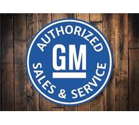 KILSPU Authorized Gm Sales & Service, Gm Service Sign, Sales and Service, décoration générale Motors Motors, décoration de garage, plaque ronde en métal 30,5 x 30,5 cm